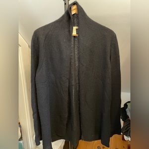 White + Warren Black Cashmere Shawl Collar Open Cardigan